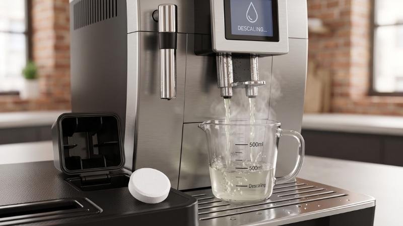 How to descale bean to cup coffee maker and how to use espresso cleaning tablets in super automatic machine